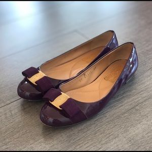 Purple Patent Leather Ferragamo Flats (Varina)